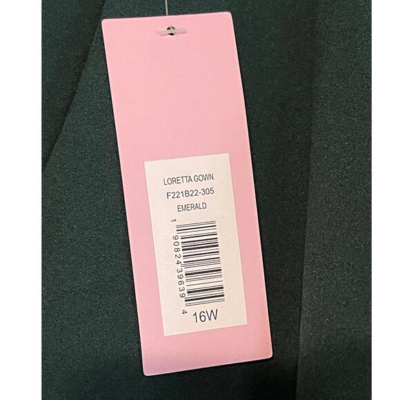 Sachin + Babi Emerald Green Stretch Crepe Sleeveless Loretta Gown Size 16W NWT - Picture 9 of 11